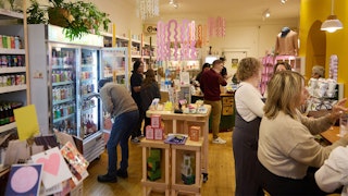 Customers browse products at Marigold, a non-alcoholic bottle shop in Minneapolis.